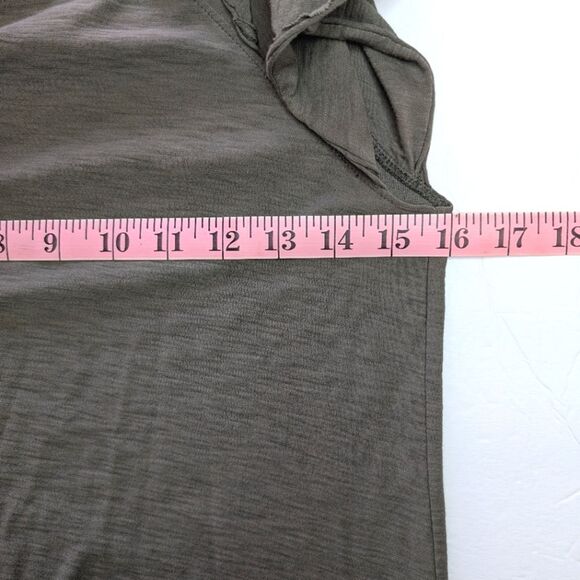 Nation LTD Freddie Dress Flutter Sleeves Pima Cotton Olive Small - Picture 6 of 8